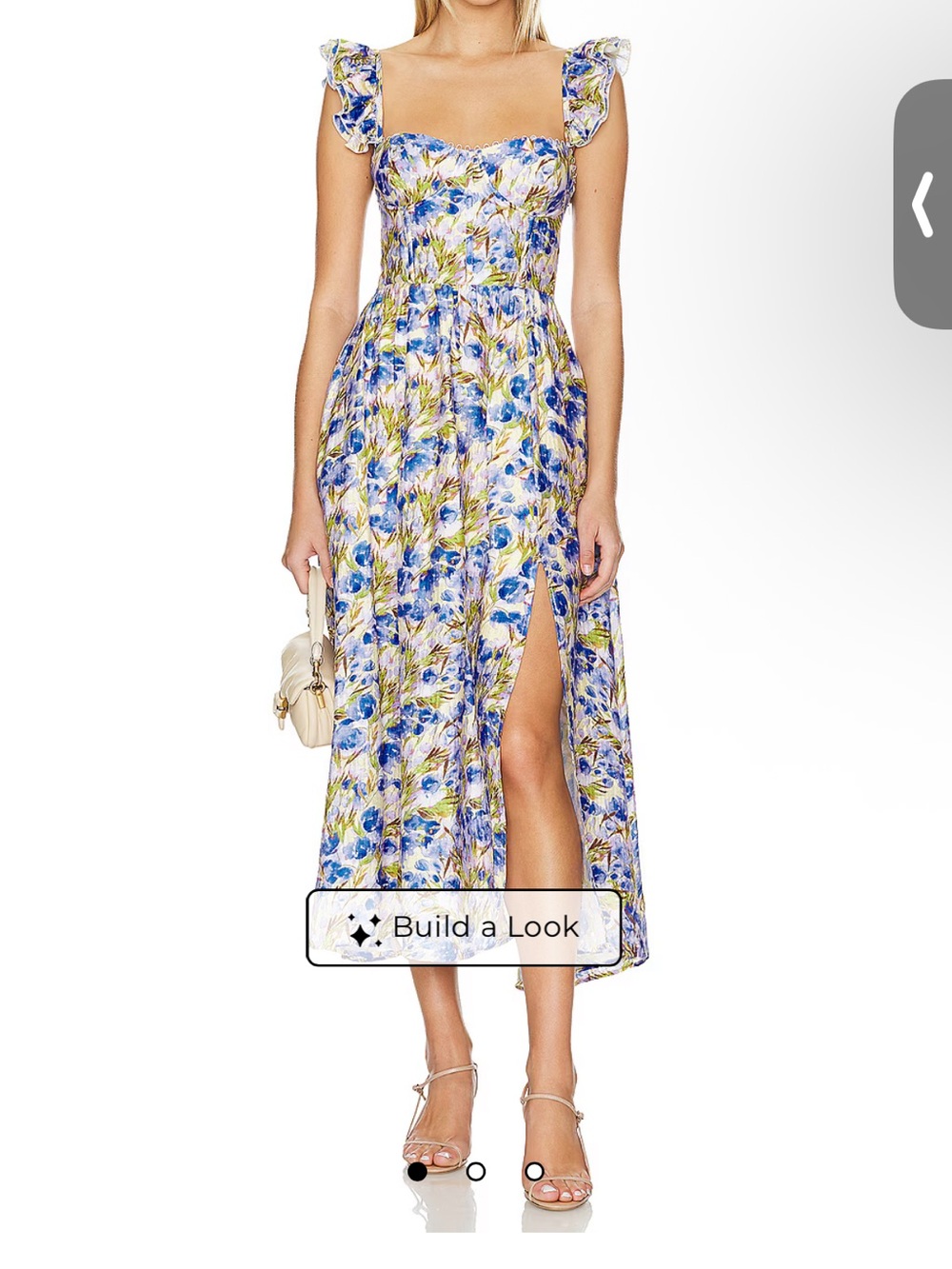 Astr Floral Blue and White Ruffle Strap Maxi Dress